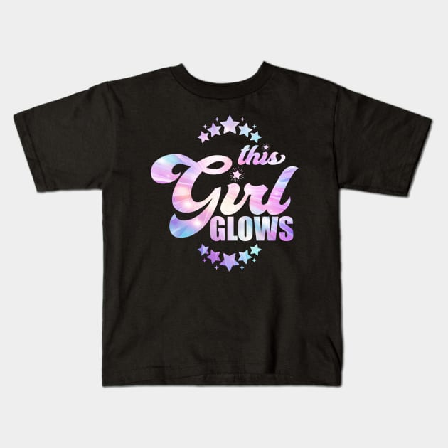 This girl Glows - Glow party squad funny gift idea T-Shirt Kids T-Shirt by Teekingdom